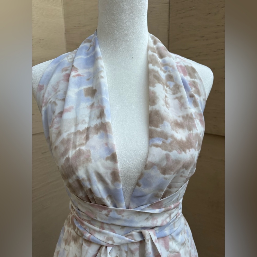 Gorgeous tie dye printed romper with open back ruffled hem.  Brand new! - Picture 6 of 6